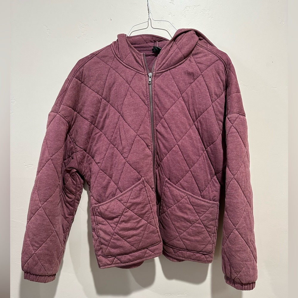 Wild Fable heather purple quilted bomber with hood